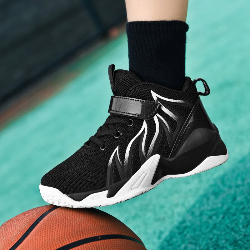 New Style Basketball Sneakers Kids Non Slip High-top Sneakers Breathable Boys Basketball Shoes Comfortable Girls Running Shoes