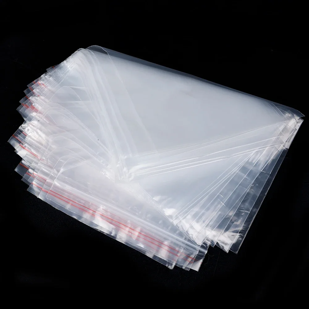 100pcs/set Transparent Zip  Plastic Bags Reclosable Storage Bag Vacuum Packing Bag Poly Clear Bags 7 Size for Food Jewelry