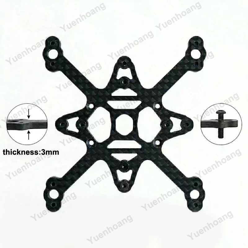 1PCS Thickness 3mm Carbon Fiber Chassis Frame Plate High Strength Motor Fixing Bottom Board for 2inch FPV Racing RC Drone