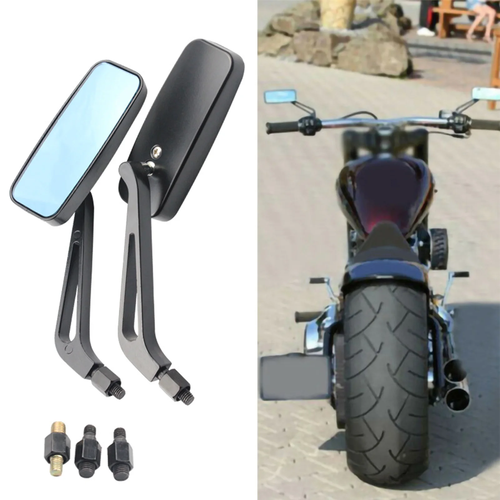 Motorcycle Rearview Mirror Rectangular Aluminum Alloy Universal Handlebar Mirror for Motorbike Rearview Mirror