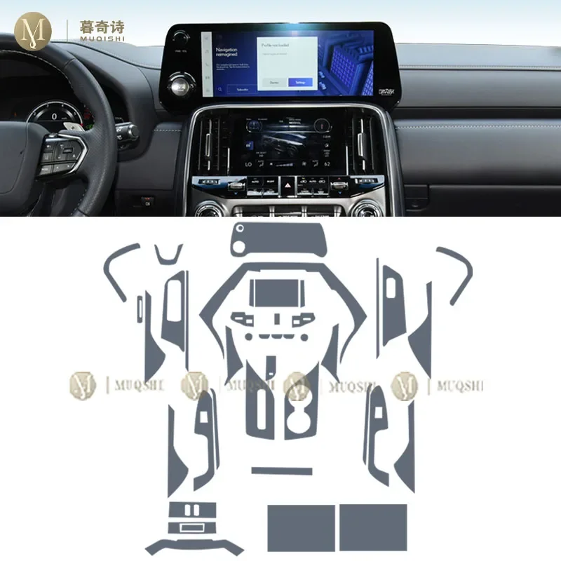 MUQSHI pre cut Car interior gearbox panel TPU protective film screen anti scratch repair Stickers PPF For Lexus LX 600 2022-2024