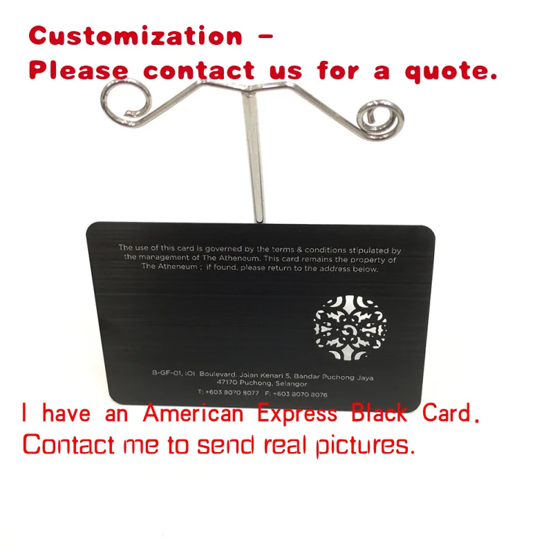 

на заказ.Лазерная гравировка, изготовленная на заказ черная матовая деловая металлическая деловая гарантийная карта