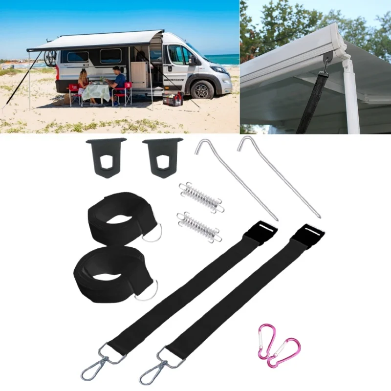 For FIAMMA Awning Fixing Kit - Durable Straps, Anti-Wind Springs & Hooks Accessories For Tent Stabilization In RV Camping