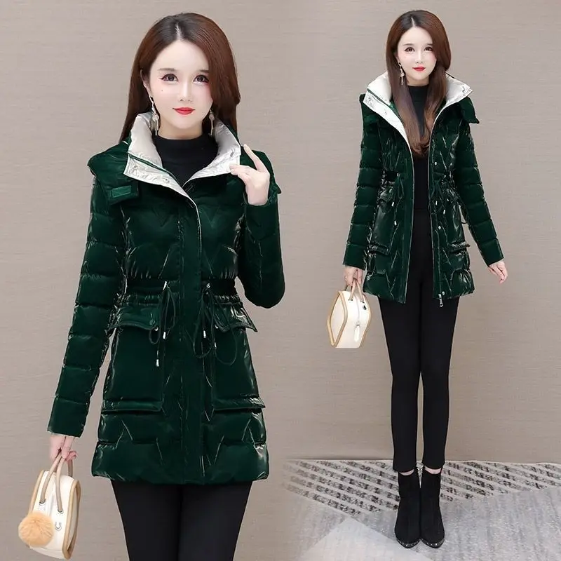 

2025 Winter Down Cotton Jacket Thick Warm Parkas Women Hooded Puffer Coat Loose Casual Cotton-padded Jacket Female Outerwear
