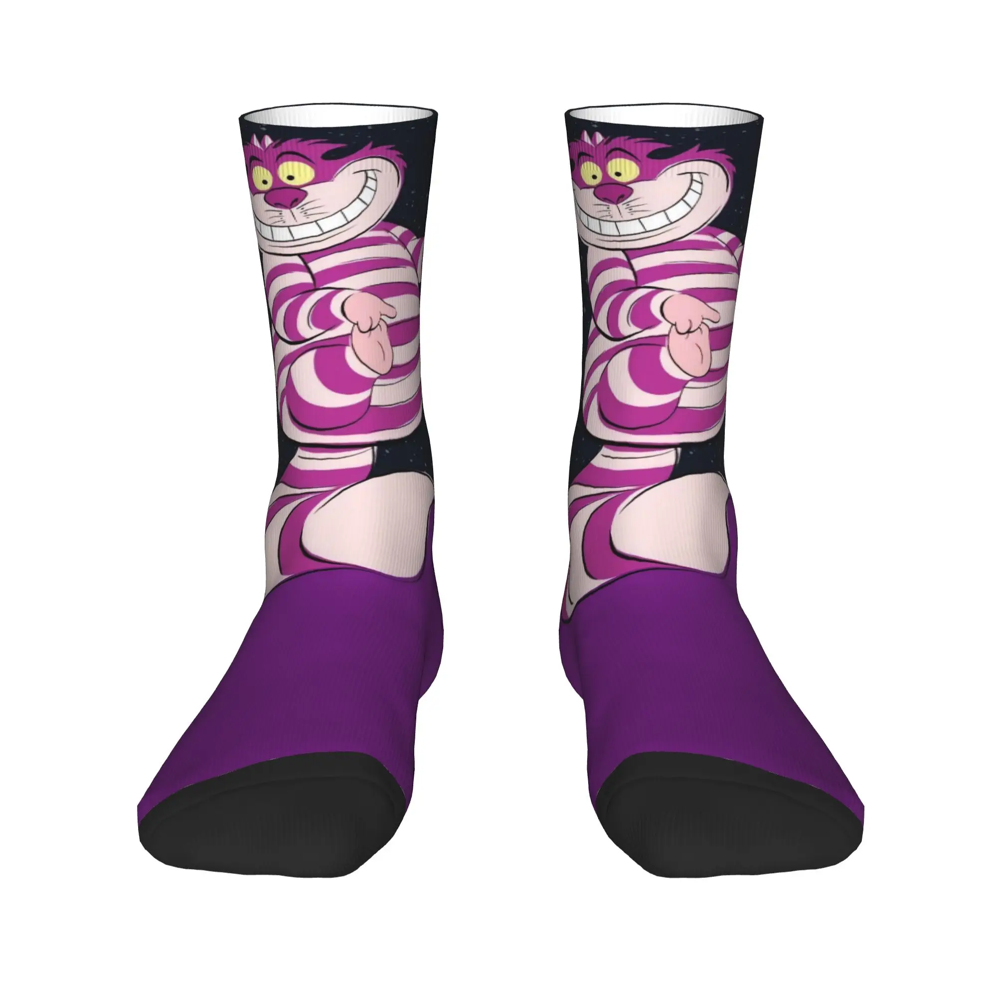 Alice in Wonderland Cheshire Cat Stockings Adults Men  Socks Medium Soft Korean Socks Spring Running Non-Slip Printed Socks Gift