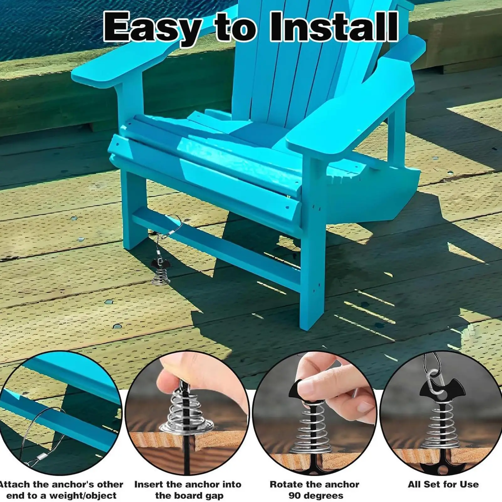 

Deck Pegs Fishbone Deck Pegs For Outdoors 2 Pieces Rust-Resistant Stakes With 4 Carabiners 2 Ropes For BBQ Grills Surfboards
