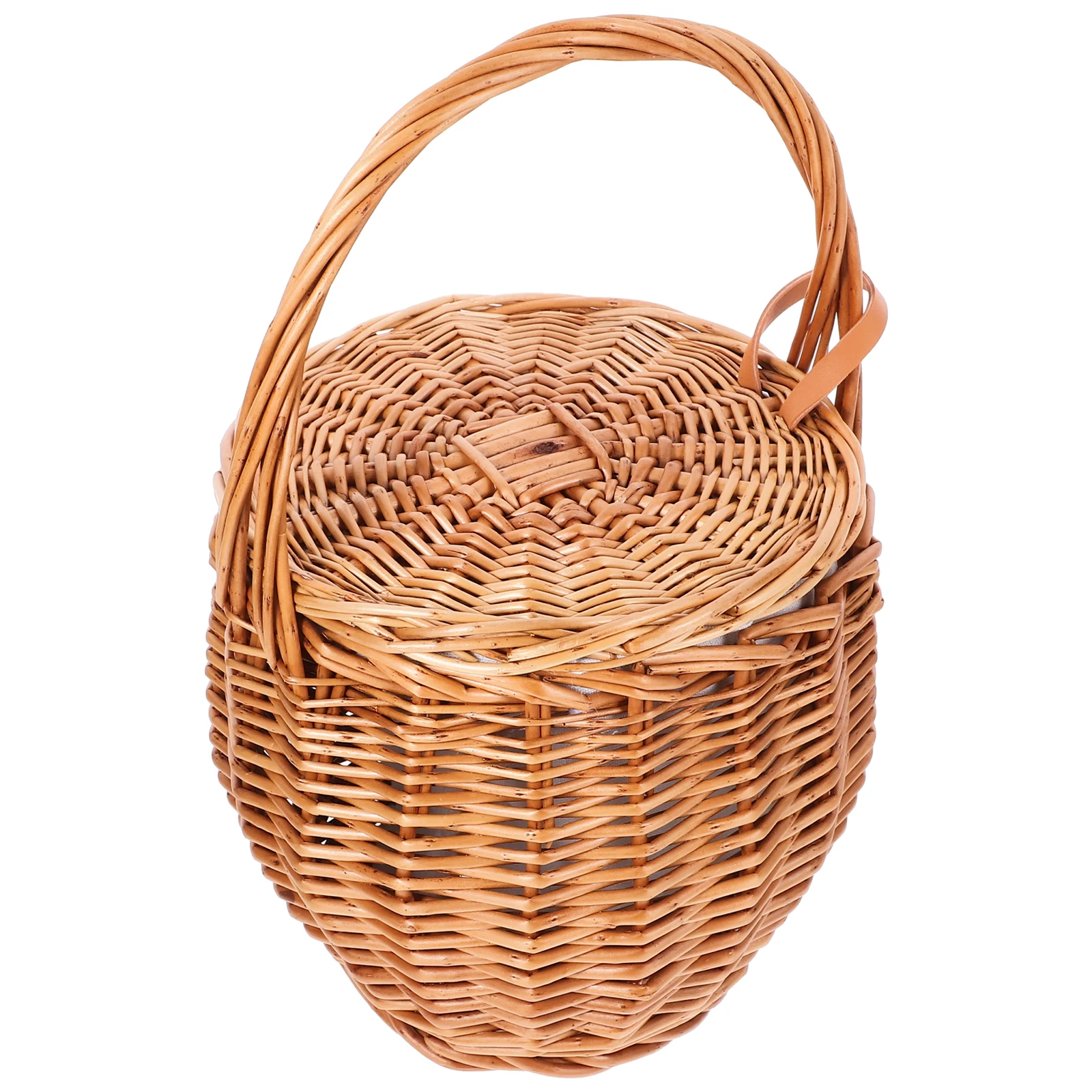 

Rattan Wicker Flower Basket Color Portable Storage Picnic Fruit Household Handwoven Natural Material