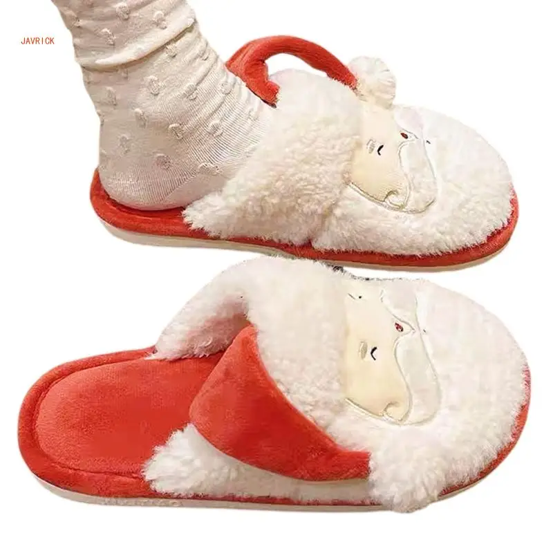 Christmas Slippers Plush Cotton Slippers Comfortable Wear Slip Resistant Women Bedroom Shoes Warm Winter House Slippers