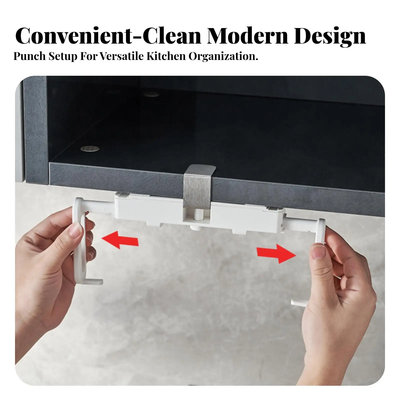 Multifunctional White Kitchen Roll Holder for Paper Towel Storage with Hanging Hook for Cabinet