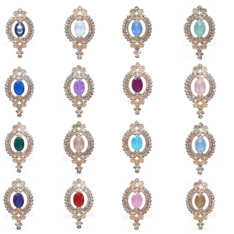 New 5PCS48 * 27MM Alloy Retro Crystal Jewelry Accessories, Flat Bottomed Rhinestones,Wedding Dress Decoration Materials