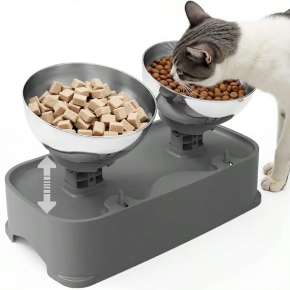 

Миски для кошек 4 в 1: регулируемые, из нержавеющей стали, для корма и воды, приподнятые, не наклонные, для собак и кошек