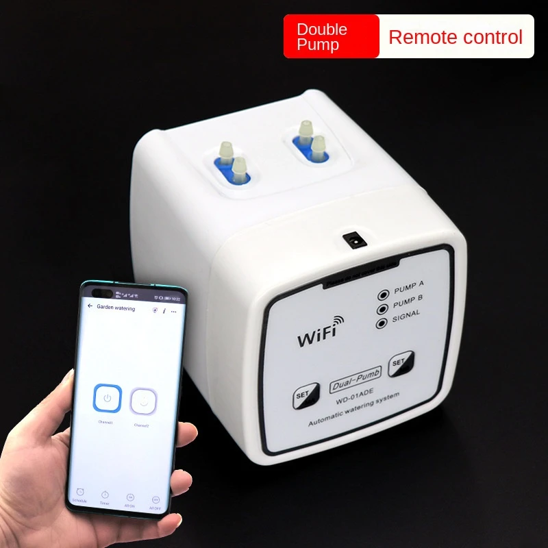 Dispositivo de riego automático de doble bomba, sistema de riego de sincronización inteligente para jardín, Kit de riego por microgoteo DIY, Tuya