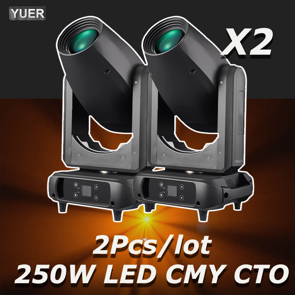 2Pcs/lot 250W LED Beam Spot Zoom Moving Head CTO CMY Strobe Professional Wash Stage Lighting For Party Dj Disco Effect Lamp YUER