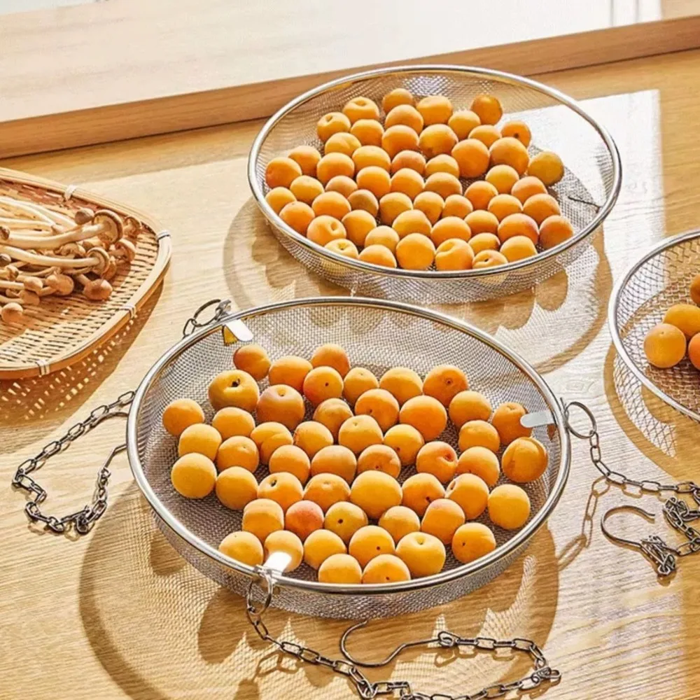 

Stainless Steel Food Drying Net Double Layer with Hook Hanging Drying Rack Anti-Fly Tool Home Use Hanging Mesh Dryer