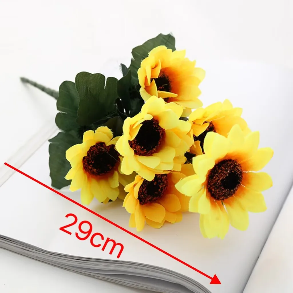 Künstliche Sonnenblumen, Sträucher, Kunstblumenstrauß für Garten, Zuhause, Hochzeit, Café, Laden, Partydekoration – Detail 4