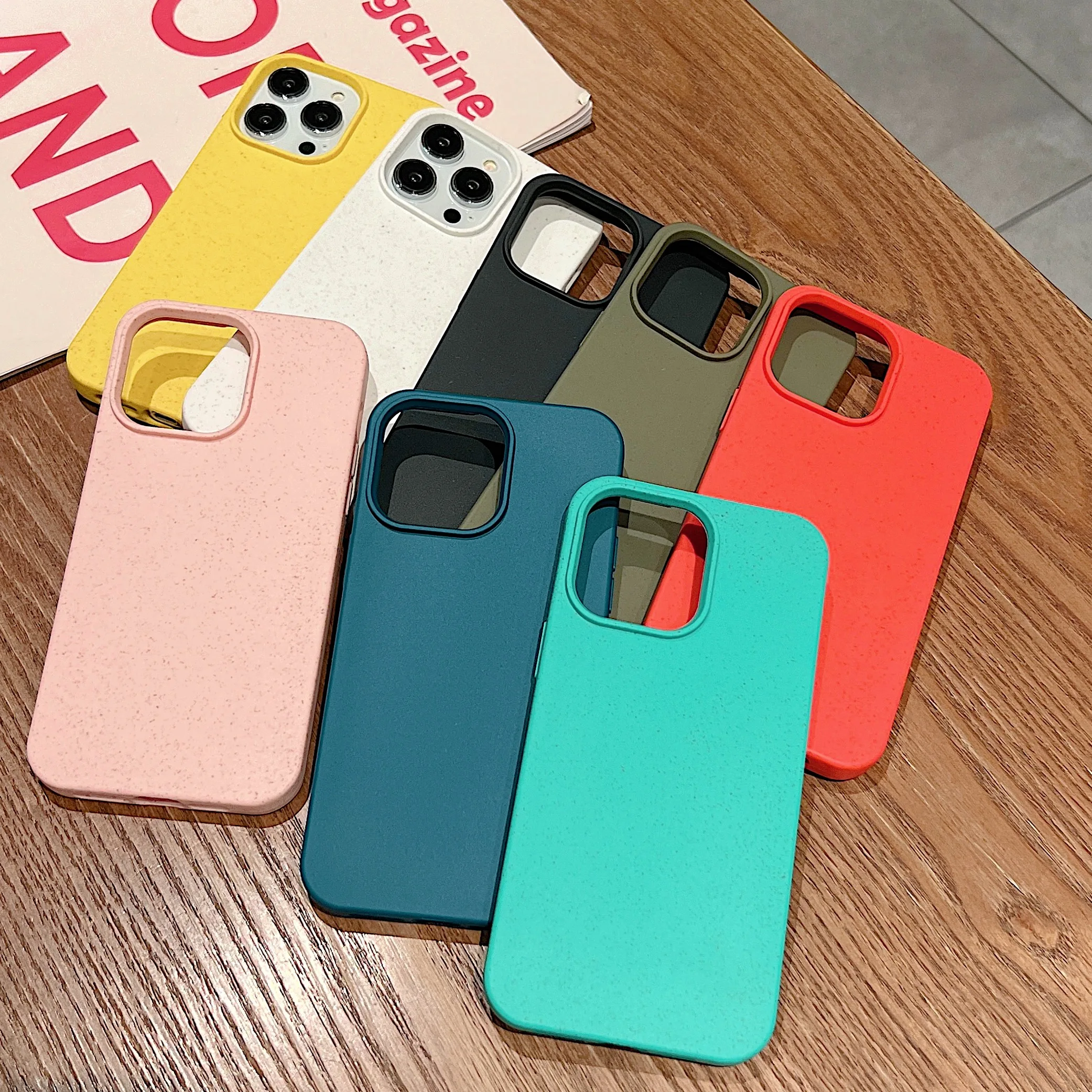 Eco Biodegradable Wheat Straw Soft Silicone Case For iPhone 15 11 12 13 14 Pro Max 7 8 14 Plus XR XS Max SE 2 3 Shockproof Cover view 5