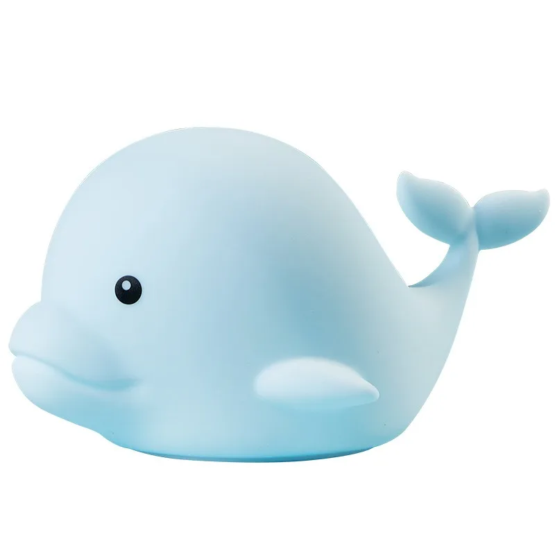 Dolphin Silicone Night Light Usb Charging Dimmable Color-changing Cartoon Marine Animal  Silicone Touch Remote Switch Lamp