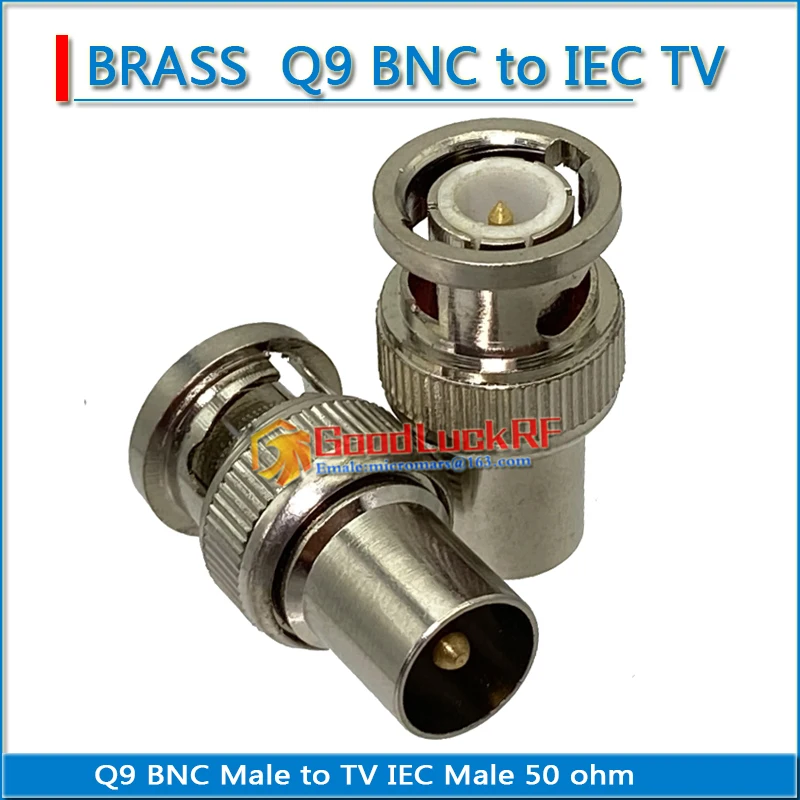 Q9 BNC Male to IEC Male DVB-T TV PAL RF Connector Socket Plug BNC - IEC Silver Plated Straight 50 ohm RF Connector Adapter