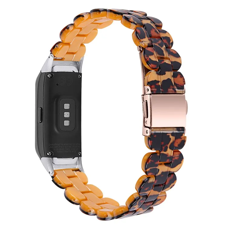 

Stylish Oval Resin Smart Watch Band Replacement Wrist Strap with Stainless Steel Buckle for Samsung Galaxy Fit SM-R370 - Leopard