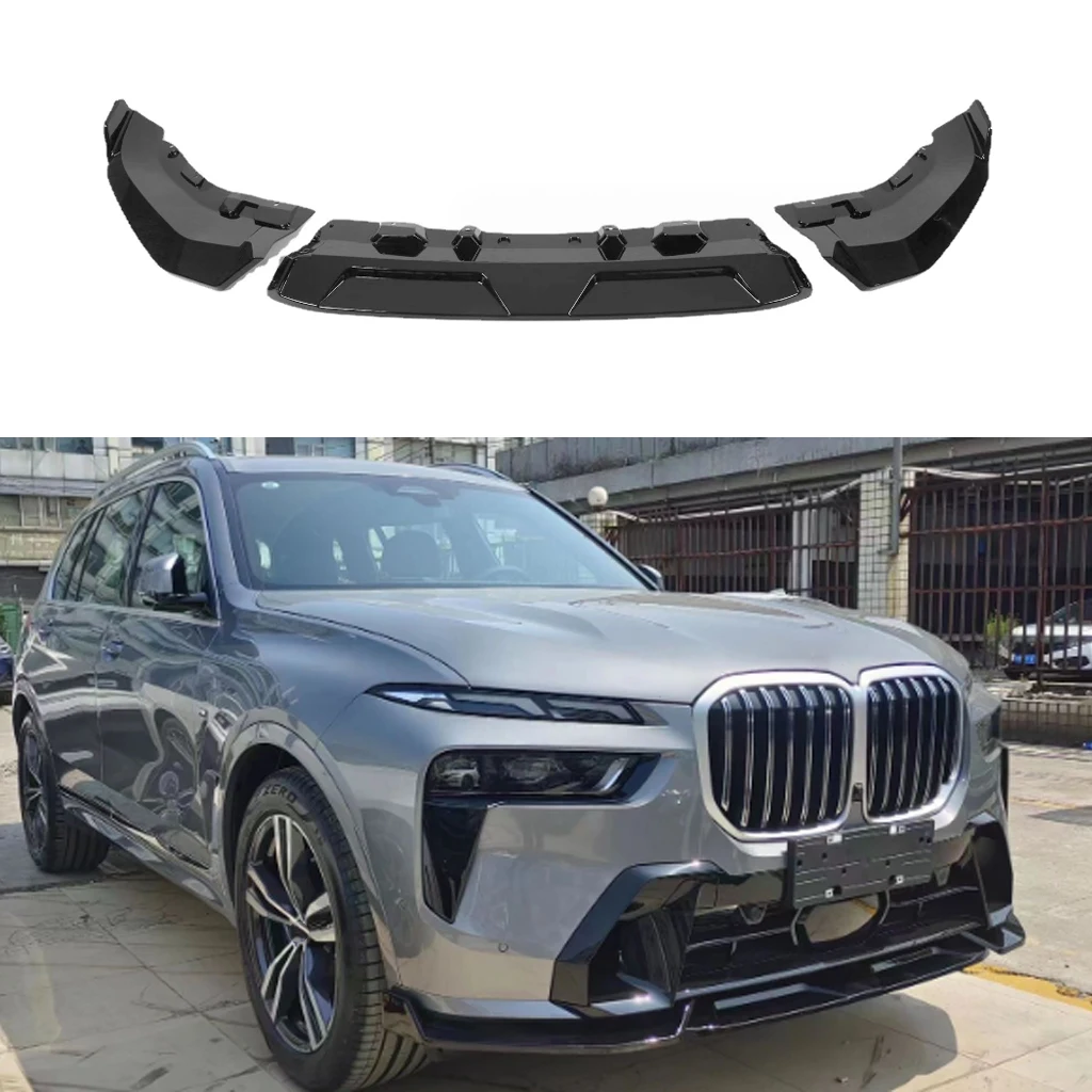 

Front Lower Bumper Spoiler Lip Splitter For BMW G07 X7 LCI 2023 2024 Gloss Black/Carbon Fiber Look Car Styling