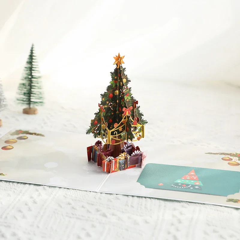 Frohe Weihnachten Gruß karte 3d Pop-up Santa Weihnachts baum Karten Party Einladungen Geschenke Neujahr Segen Gruß Postkarte Karte