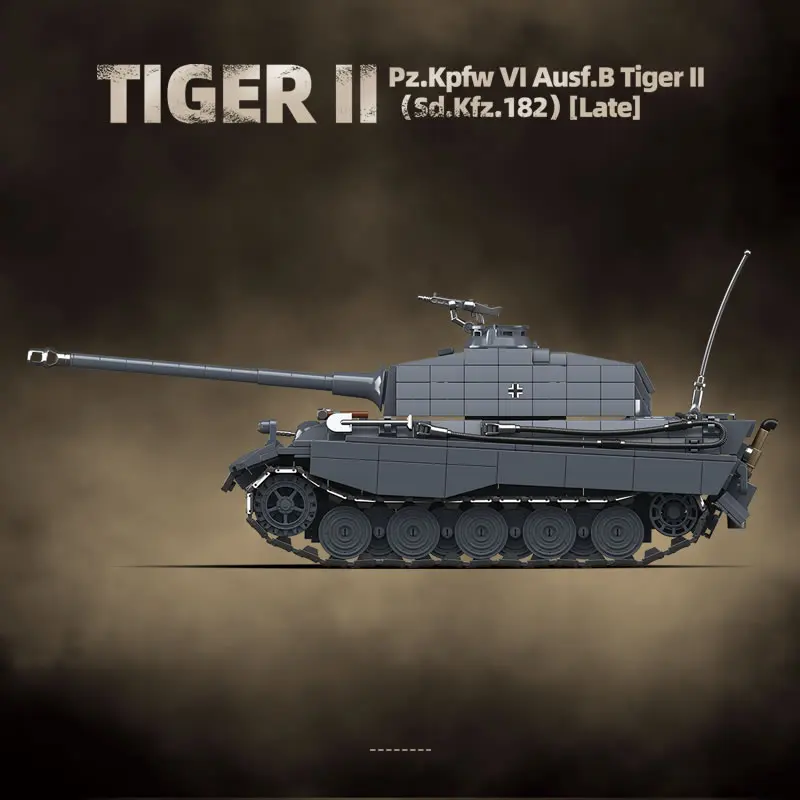 WW2 العسكرية الملك النمر دبابة ثقيلة 2 Sd.Kfz.182 الحرب العالمية الثانية اللبنات النمر الأسود مجنزرة سيارة مدرعة لعبة الصبي الطوب