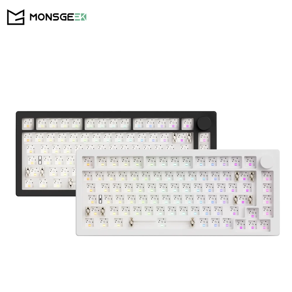 Akko MonsGeek Dallas V5 Leic-mode Mechanical Keyboard Barebone Kit, VIA 75%, 3/5 Pins, btHot Swap, RGB Rine, Démonter le joint