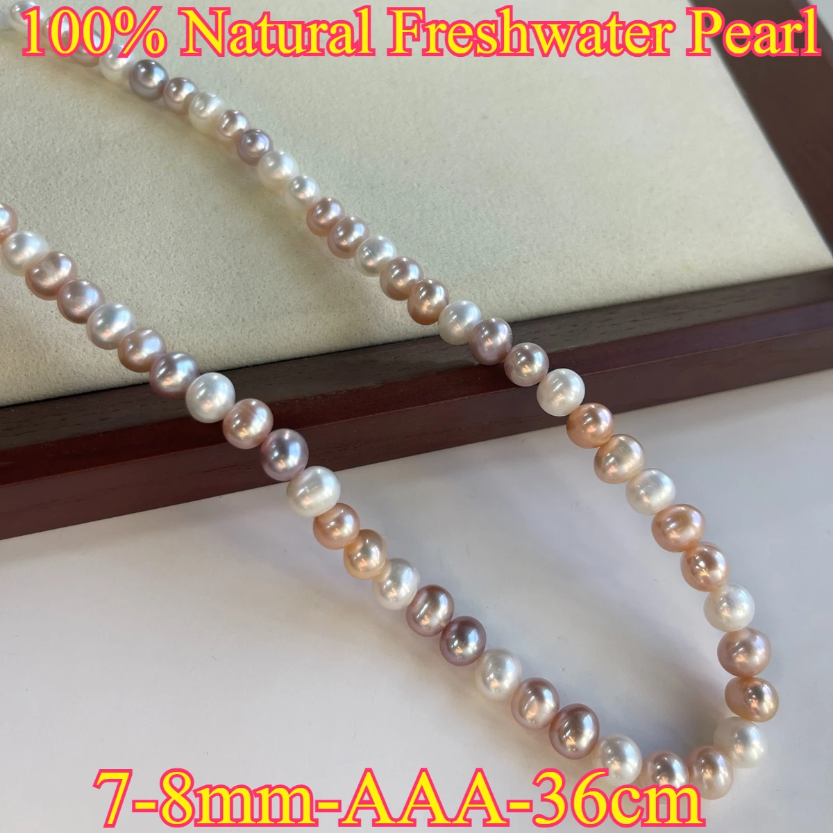

7-8mm4A Radiant Natural Freshwater Pearl Round Mixed Dazzling Color Spacer Bead Jewelry MakeDIY Necklace Bracelet Women Wedding