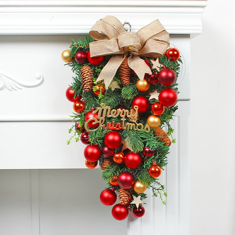 1 szt. Wiszący Ornament świąteczna dekoracja sztuczny wianek, jak pokazano plastik + Metal na frontowe drzwi, ścianę, kominek