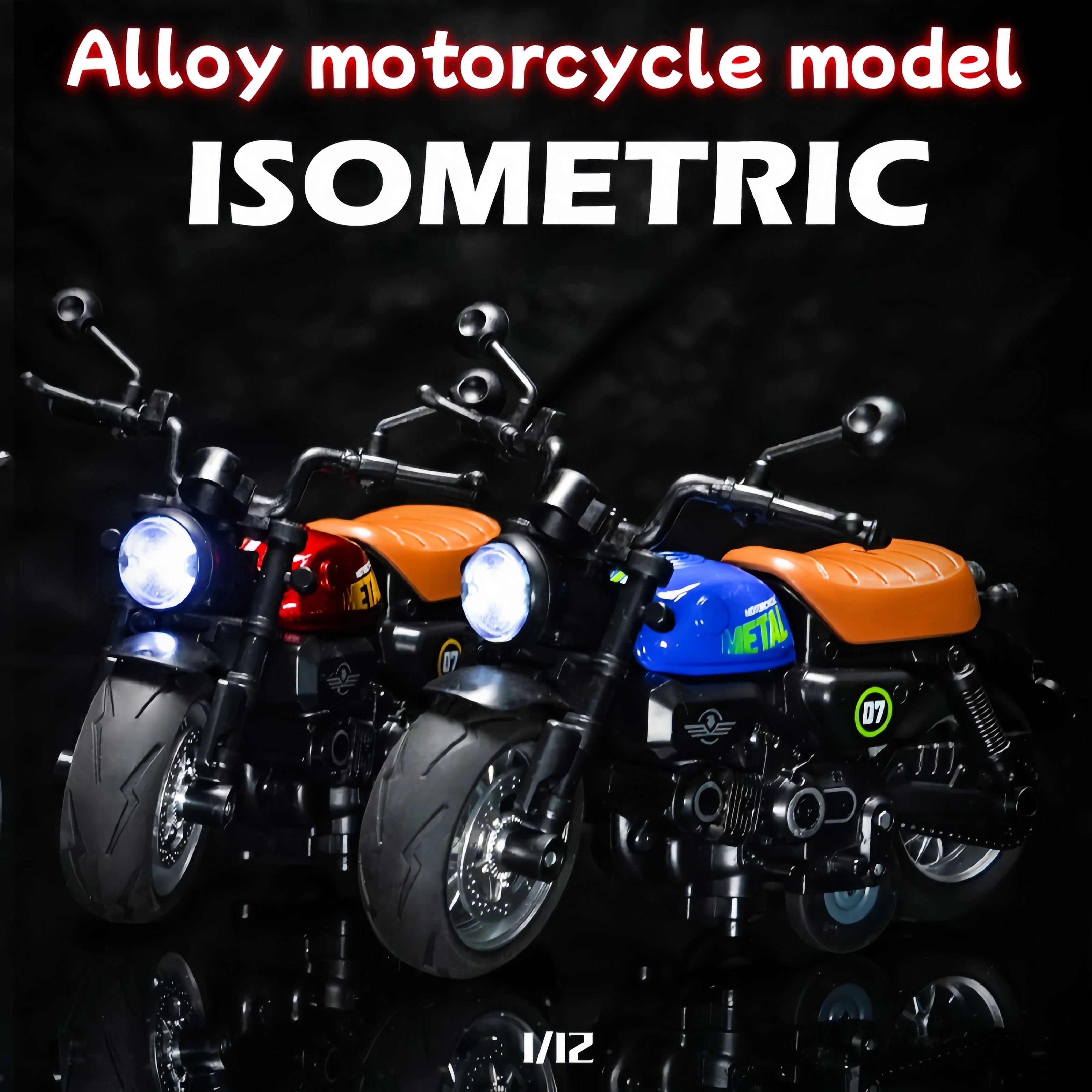 لعبة مجسمة للدراجة النارية 1:12، سيارة لعبة أطفال قابلة للسحب، هدية تزيين المنزل لعيد الميلاد وأعياد الميلاد #2