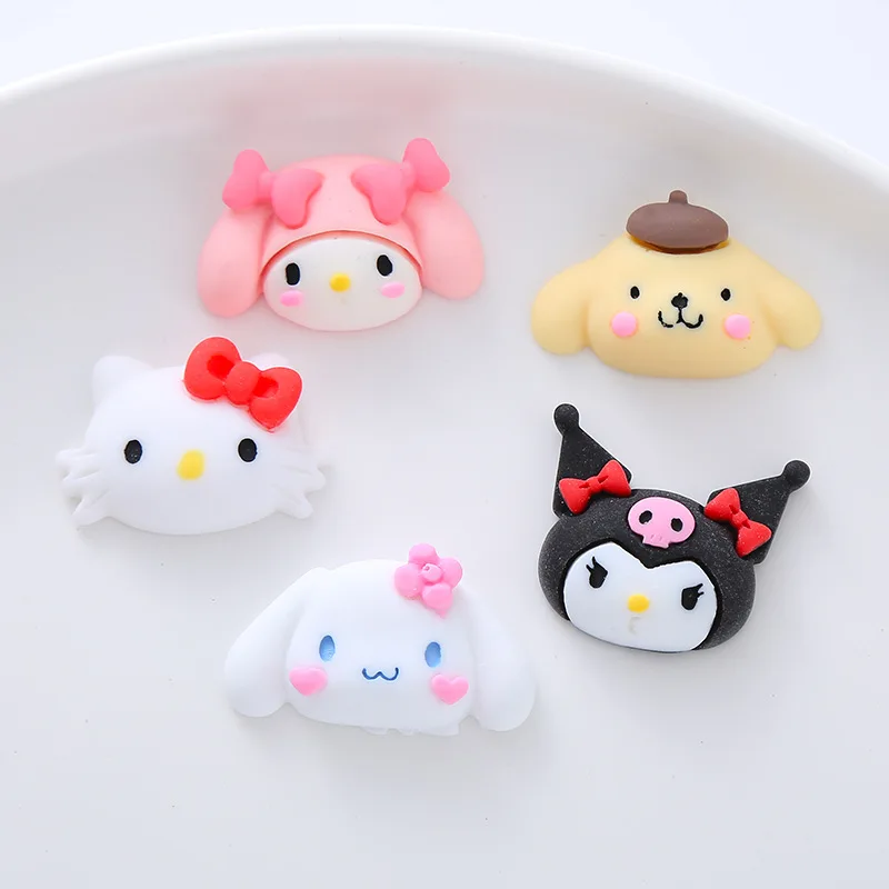 

5pcs Cute Sanrio Hello Kitty Resin Flatback Cabochons DIY Jewelry Accessories Handmade Mobile Phone Case Charms Hairpin Material