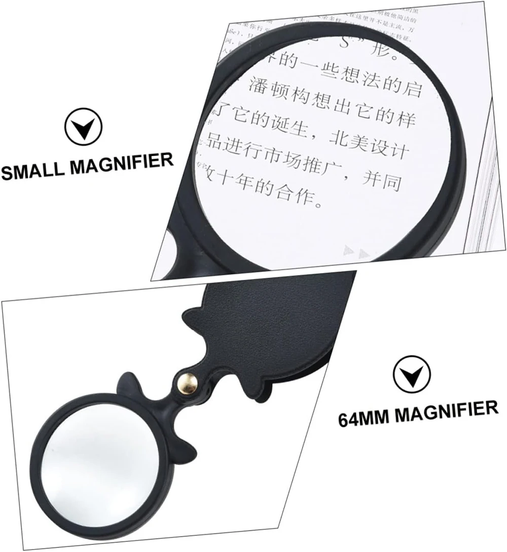 10x Mini Magnifier Folding Pocket Magnifier with Black Rotating Protective Case for Reading Newspapers, Books, Hobbies