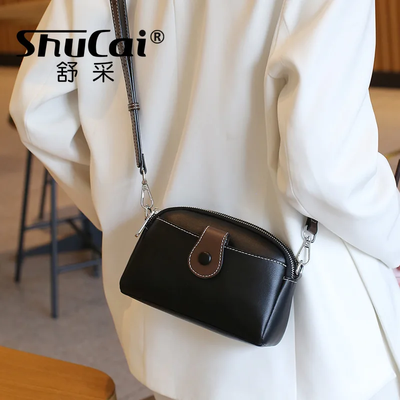 

Women Versatile Cowhide Leather Handbag Small Purse Ladies New Fashion Texture Phone Bag Single Shoulder Messenger Casual Bags