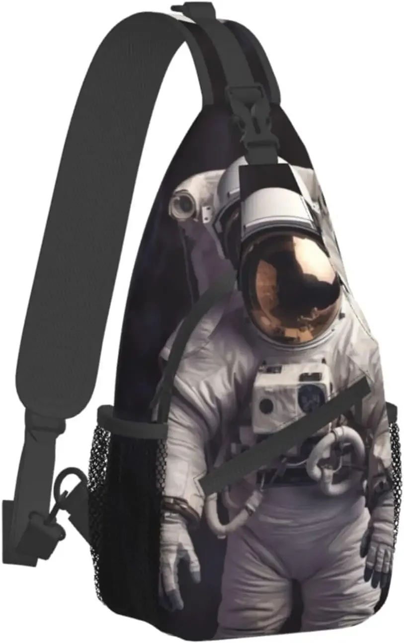 Astronaut Print Cross Chest Bag Crossbody Backpack Sling Shoulder  Travel Hiking Daypack Cycling 