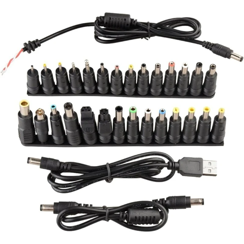 Versatile Laptop Power Connector Set 28Pcs Tip Adapters Power Supply Plugs Adaptors with Cable for Various Models