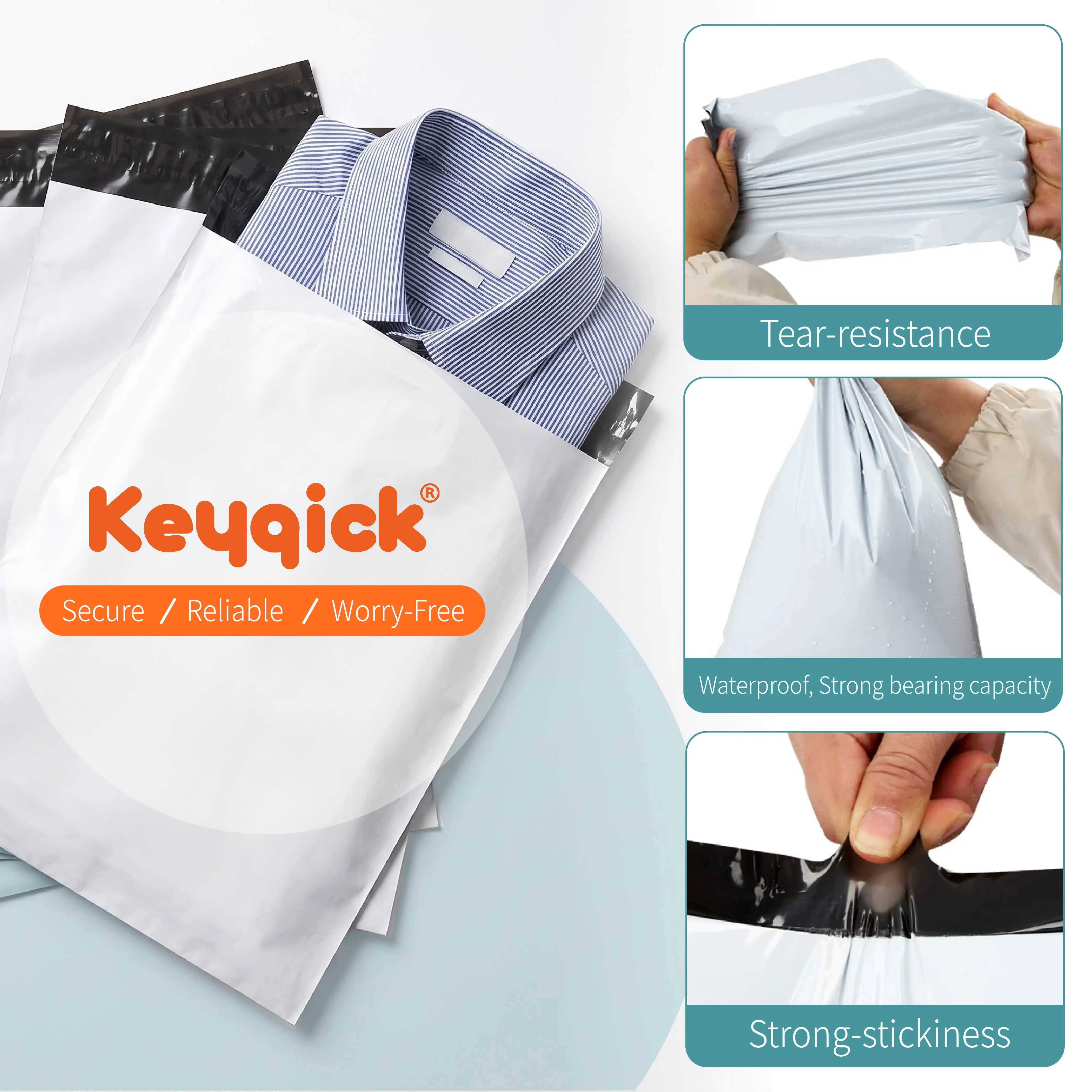 100Pcs Poly Mailers, Durable White Self-Seal Shipping Envelopes. Waterproof Tear-Resistant PE Mailing Bags with Strong Adhesive. Lightweight and Cost-Effective, Ideal for Small Business Daily Commodit image 6