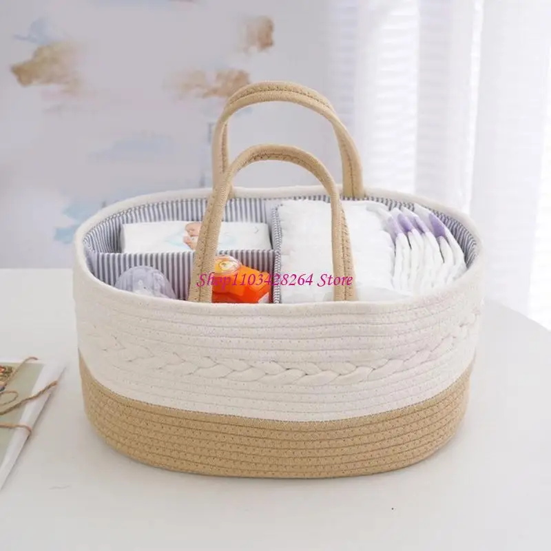 

Portable Diaper Organiser Bag Travel Storage Basket with Detachable Partition