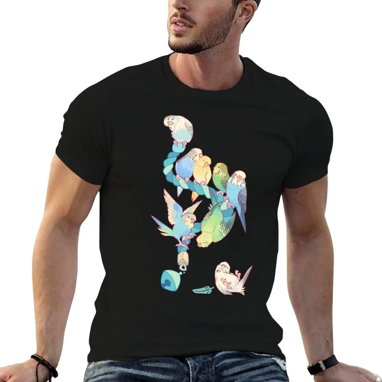 Camiseta Budgie Bunch con sabor a helado de chicle, camiseta para hombre, camiseta de lujo para hombre, camisetas de algodón para hombre, camiseta