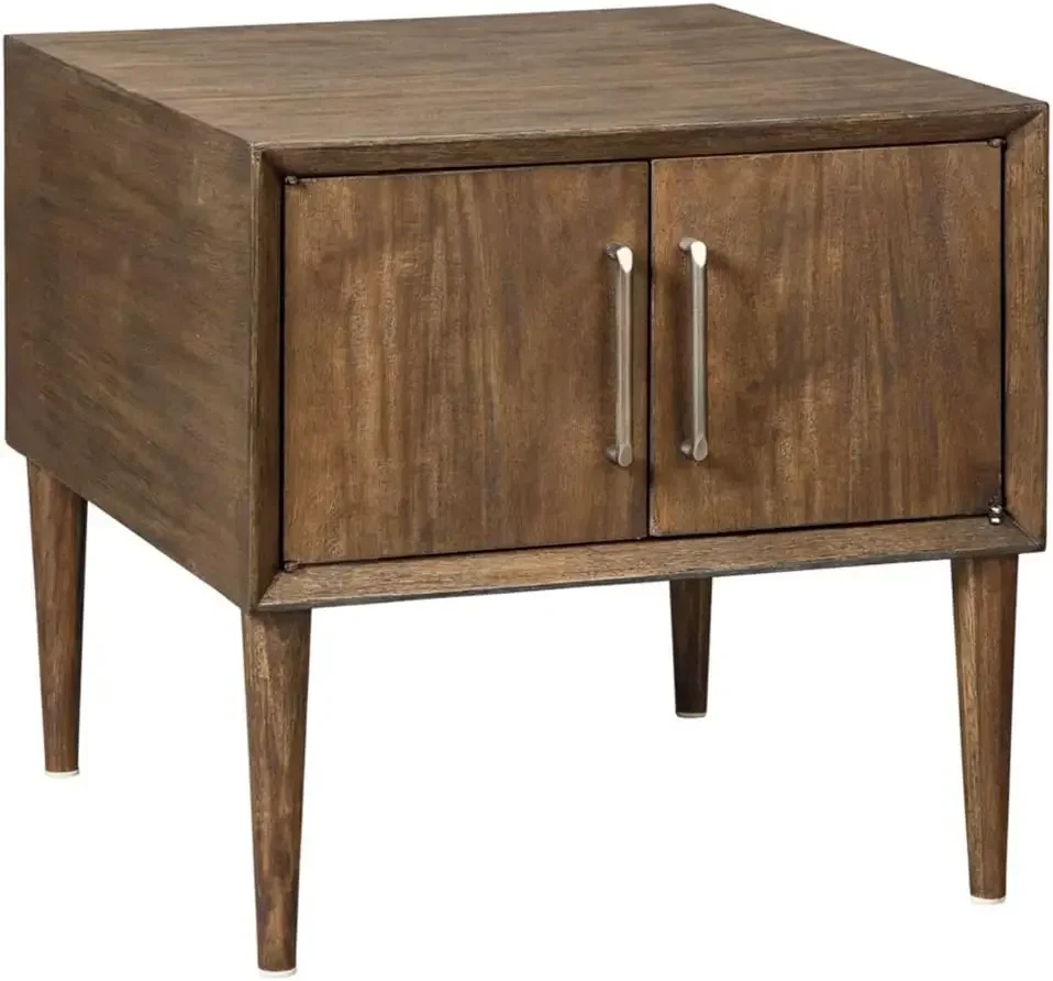 Ashley Kisper-Mid-Century Modern Square End Table, Signature Design, armário marrom escuro, espaço de armazenamento