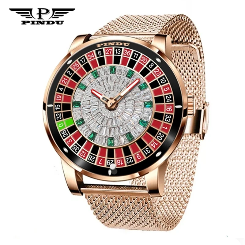 2024 New NH35 Automatic Mechanical Wristwatches Las Vegas Roulette PINDU Watch Diamond Luminous Pointer  Jacob & Co Montre Homme