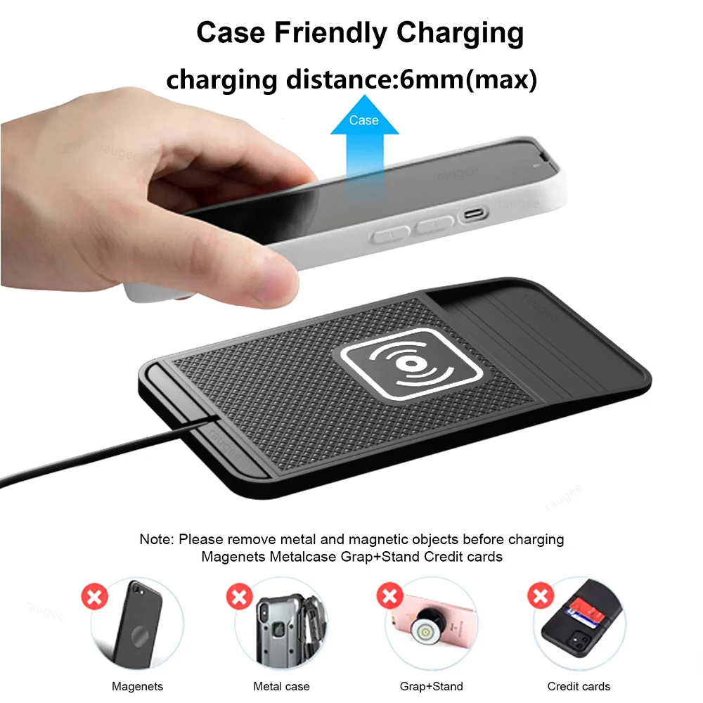 شاحن سيارة لاسلكي آيفون 17 16 15 برو ماكس لوحة شحن سريعة لهواتف سامسونج جالاكسي S25 S24 S23 شاومي شاحن سيليكون