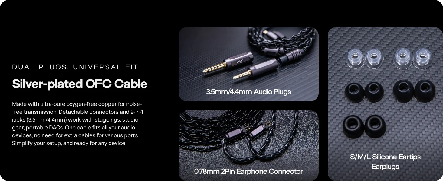 Linsoul ZiiGaat Horizon 1DD + 2BA + 2 planare Tribrid-IEM-Ohrhörer mit natürlicher Tonalbalance und individuellem austauschbarem Kabel – Detail 5