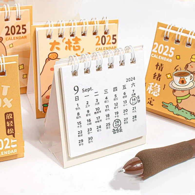 36 pcs/lot Mini Panda Capybara 2025 Desk Calendar Cute Daily Weekly Memo Pad Calendar Office School Supplies Stationery GIft