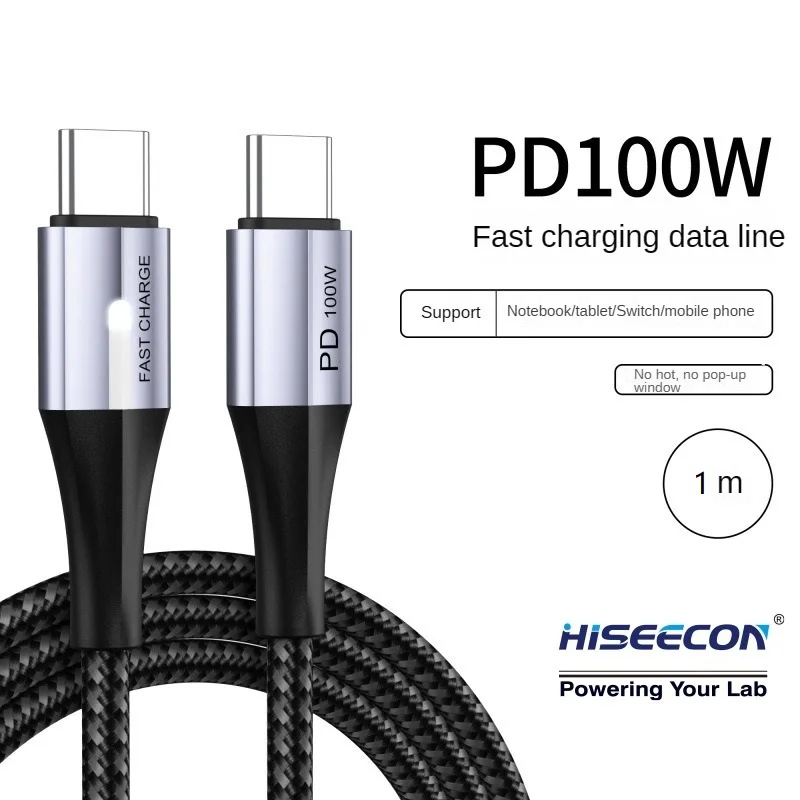 HISEECON 100W USB C to C Fast Charging Cable , Nylon Braided PD Quick Charge Cord for MacBook iPad iPhone 15 Samsung Switch