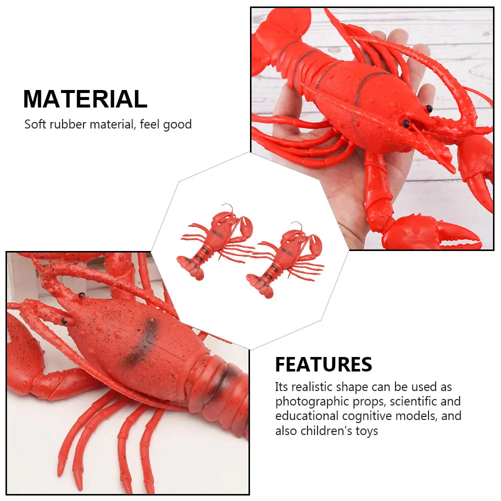 

2Pcs Rubber Marine Creature Figurines Realistic Educational Lobster Toys for Kids Playthings Gift Models Fake Playthings