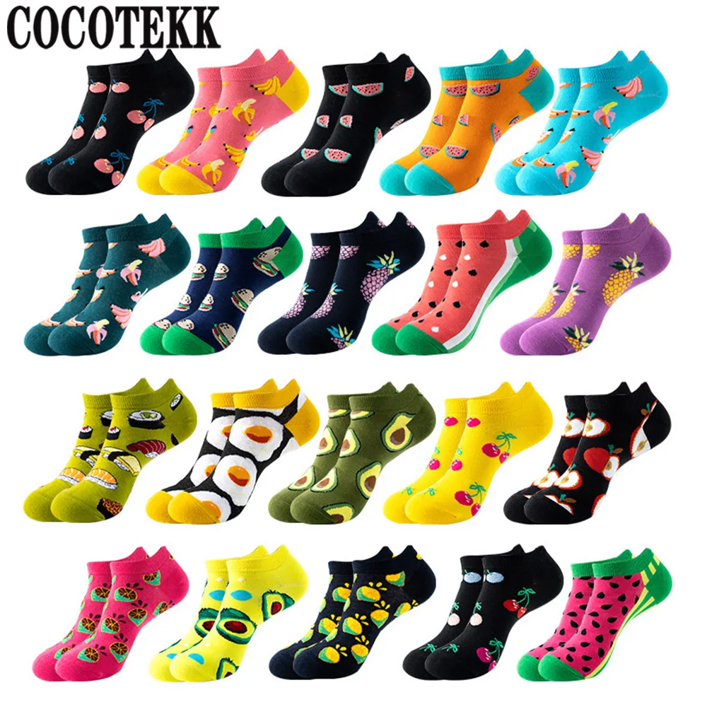 

Spring Summer Fashion Women Socks Interest Funny Originality Series Harajuku Ankle Men Socks Animal Fruit Couple Happy Socks