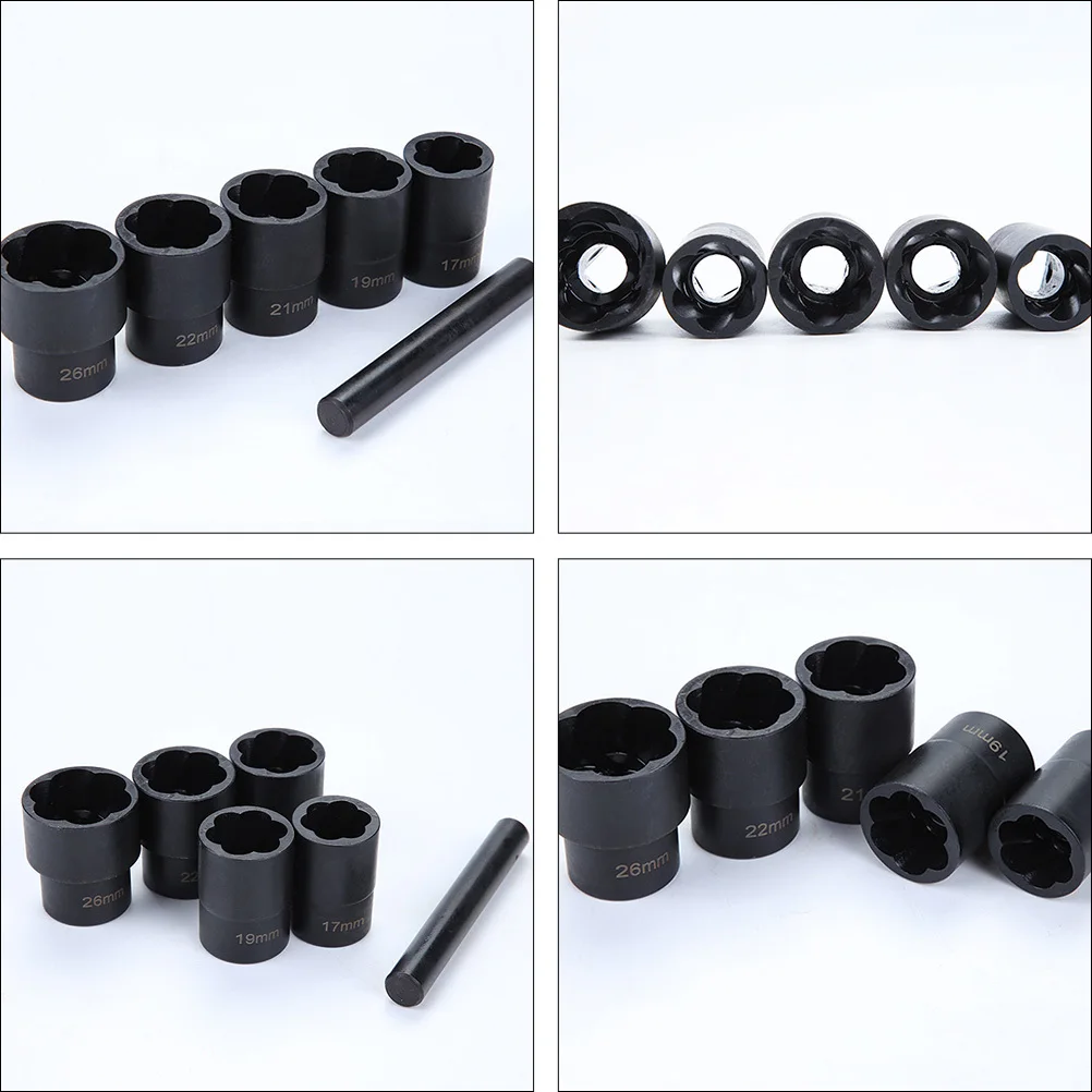 6Pcs Anti-Slip Nut Socket Tool Set Wear-Resistant Rust Bolt Extractors Broken Bolt Removers Car Repair Nut Extracting Tools
