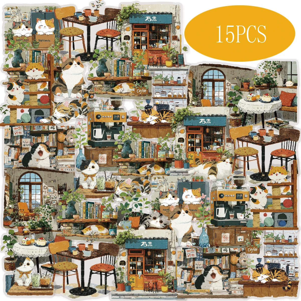 

Набор наклеек Etori Life Coffee Daily, 15 шт., с изображением кошек, для украшения дома, дневников, ноутбуков, телефонов, подарочных пакетов, поделок своими руками, декора комнат, школьных принадлежностей, к началу учебного года, детские наклейки, подарки