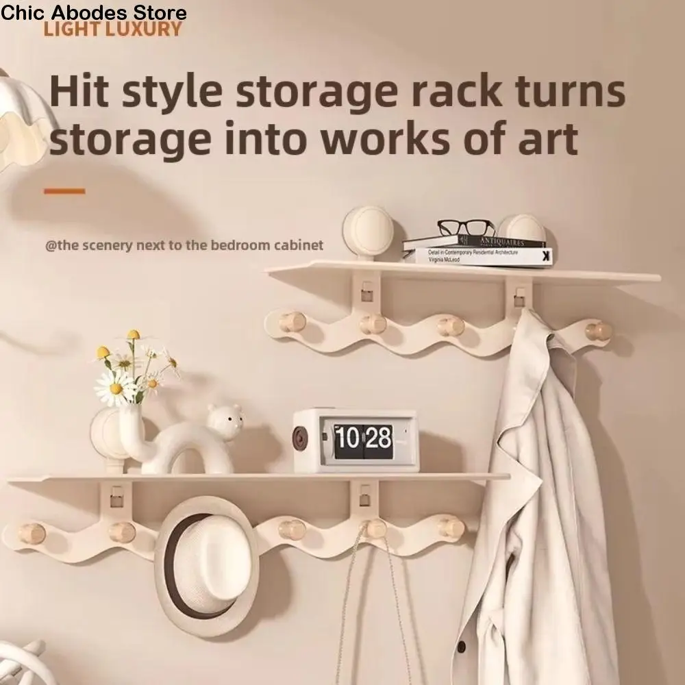 

No-Punch Suction Cup Door Hooks Wall Mounted Entryway Decor Shower Hangers with 5/6 Hooks Strong Load-bearing Wall Storage Rack
