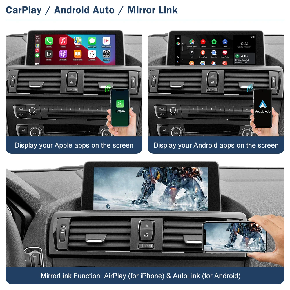 Road Top bezprzewodowy CarPlay dla BMW 1 2 serii F20 F21 F22 F23 F45 2011-2020 NBT EVO z lusterkiem AirPlay funkcje
